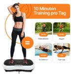 Vibrationsplatte mit 12 Programmen und 99 Intensitätsstufen für effizientes Training / Fitnessplatte inkl. Fernbedienung und 2 Widerstandsbändern / Fett verlieren und Fitnesstraining von Zuhause mit Vibrationsgerät – Bild 3