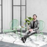 Set 3-teilig aus Stahl Wetterfest Gartenmöbel Set, Balkonmöbel Set, Grün – Bild 2