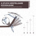 Sonnenliege Gartenliege klappbar mit Sonnenschutz Braun 187x58x36 cm für Terrasse & Balkon – Bild 4