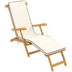 Sonnenliege Holz klappbar Gartenliege mit Fußstütze, Matratze, Gartenstuhl bis 160 kg belastbar, für Garten Urlaub Outdoor Strand Pool, Teak – Bild 8
