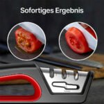 Profi Messerschärfer mit 3-Stufen / Zusätzliche Funktion für Scheren / Manueller Messerschleifer für Entgraten, Formen, Grobschliff, Schärfen, Honen und Polieren / Schleifstein, Rollschleifer, Wetzstahl – Bild 3